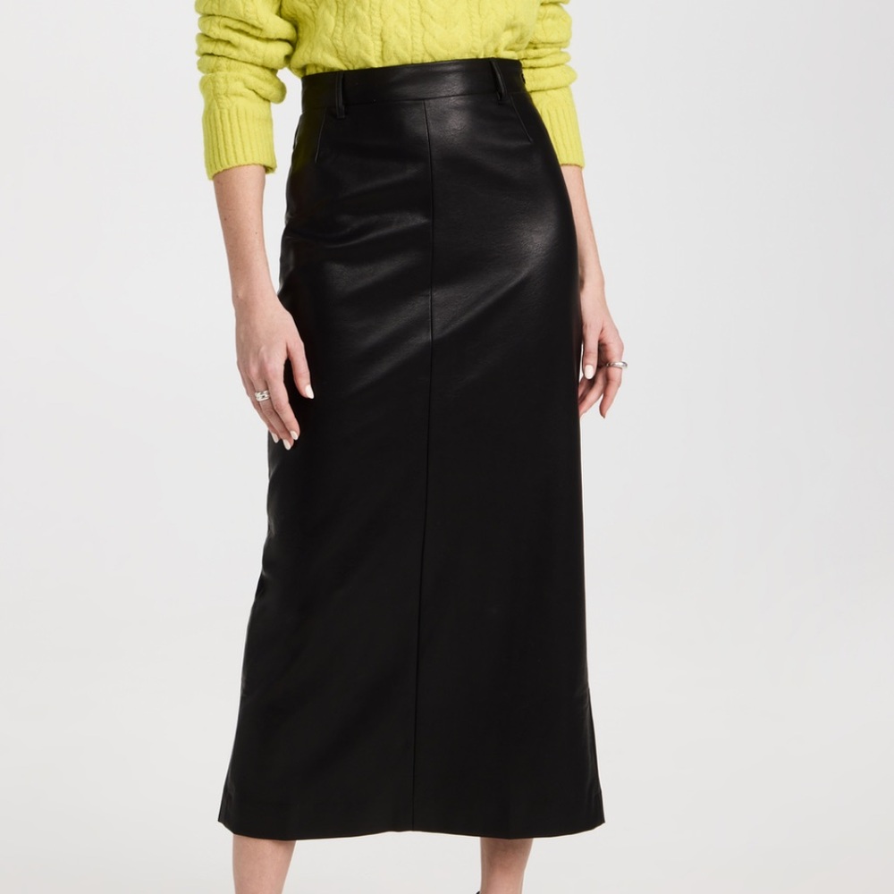 Pixie Market Black Faux Leather Maxi Skirt